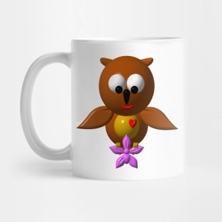 Cute Owl with an Orchid Mug